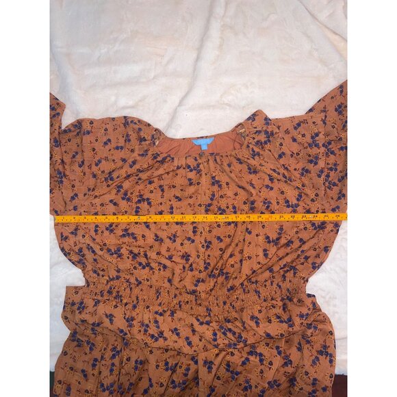 Draper James RSVP Smocked Waist Midi Dress - Size 2X (20) - Rust Floral Print‎ - Picture 8 of 12